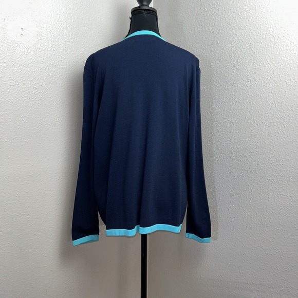 Alfred Dunner Layered Blouse Women's XL Navy Blue Beaded Anchor‎ Nautical Cruise - Picture 2 of 8